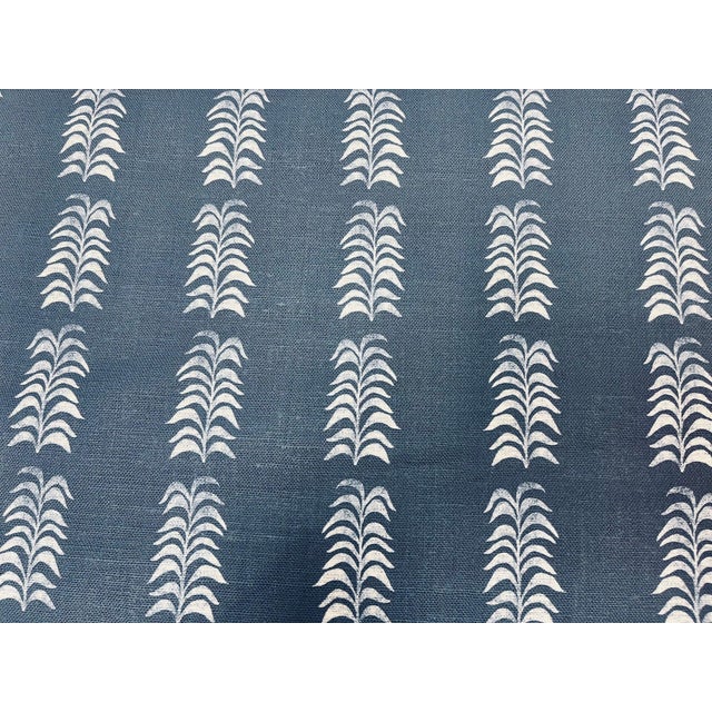 Heather Chadduck's Petite Frond fabric features a leafy botanical stripe motif in shades of indigo and soft white. Fabric...