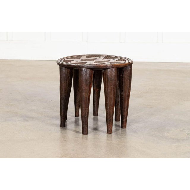 Wood African Tribal Carved Teak Nupe Stool, 1920 For Sale - Image 7 of 11