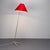 Floor Lamp with Crows Foot and Red Silk Lampshade, 1950s, in Restored conditions. Designed 1950 to 1959 European Plug (up...