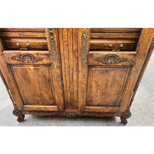 French Provincial Guy Chaddock Almont Collection French Provincial Armoire | Chicken Wire Doors | Brass Hardware | 7ft | Late 20th C.” For Sale - Image 3 of 12
