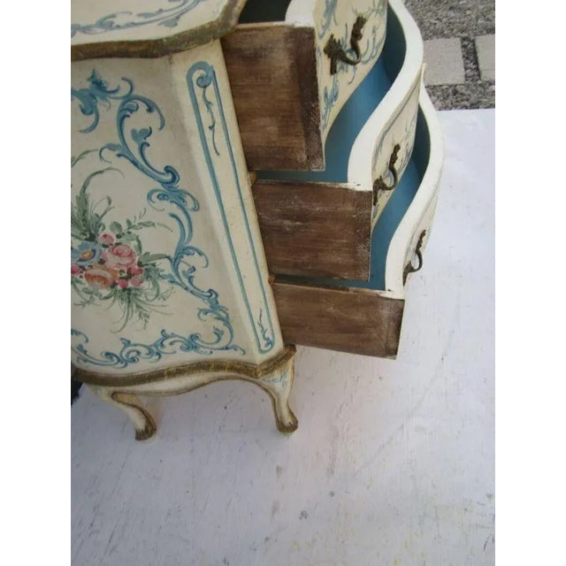 Vintage From 1950s Hand Painted Chest of Drawers 3 Drawer Serpentine Style For Sale - Image 12 of 12