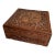 Hand Carved Wood Box With Brass Inlay For Sale