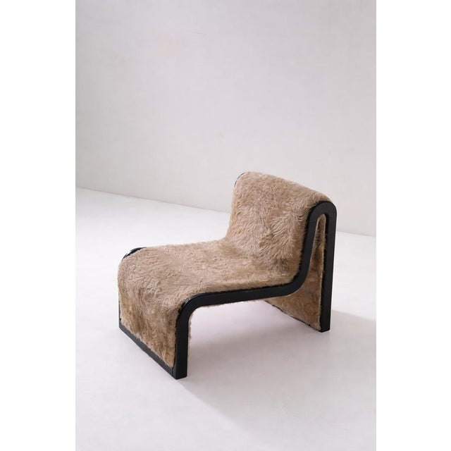 Postmodern Italian Chaise Longue in Brown Faux Fur, 1980s For Sale - Image 4 of 12