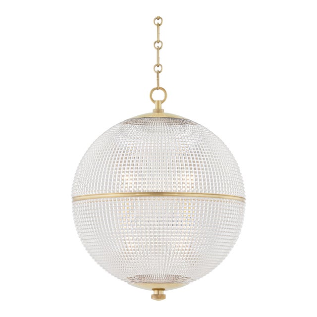 Hudson Valley Lighting Mark D. Sikes Sphere No. 3 1-Light Large Pendant, Aged Brass For Sale