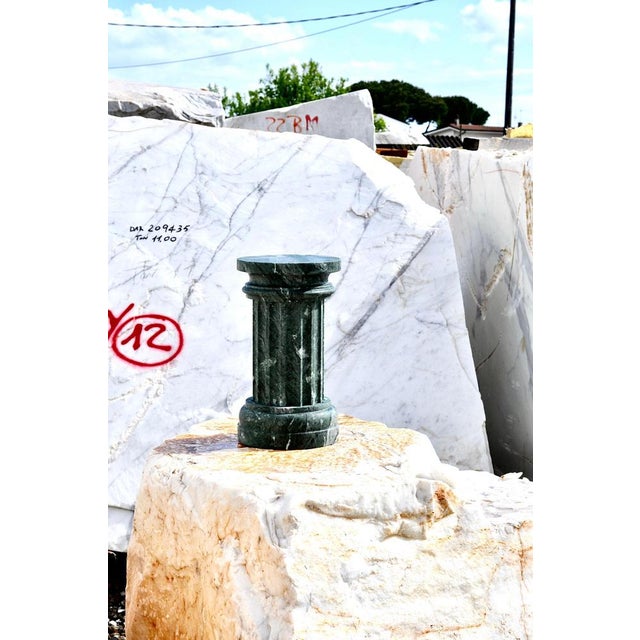 Handmade Column Vase in Satin Green Guatemala Marble by Fiammetta V. For Sale - Image 18 of 18
