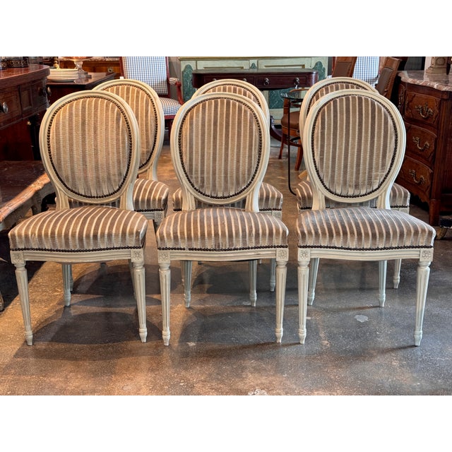 Wood Mid 20th Century Set of Six French Louis XVI Style Dining Chairs For Sale - Image 7 of 9