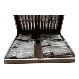 1980s Silver Flatware, 84 Pieces Set , Leighton with Storage For Sale
