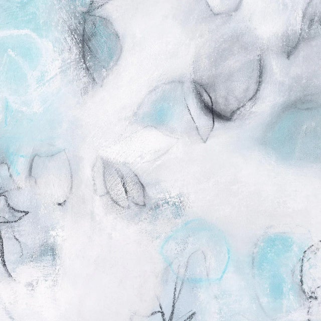 Contemporary "Float No.9 - Blue Suspension" - Vertical Textured Abstract Contemporary Drawing on Paper For Sale - Image 3 of 6