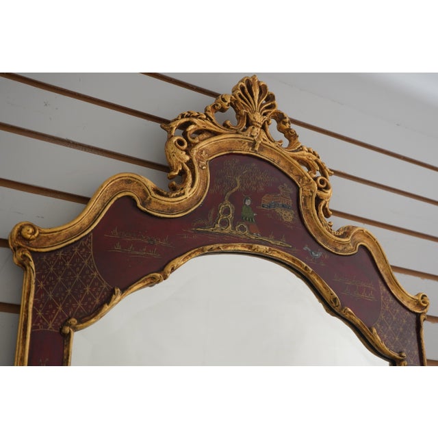 Friedman Brothers Red & Gold Chinoiserie Mirror For Sale - Image 10 of 12