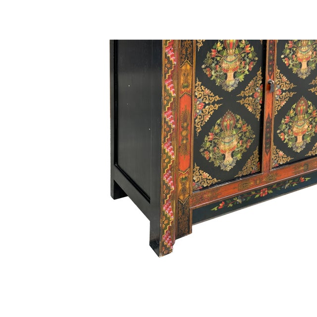 Tibetan Style Jewel Treasure Bowl Graphic Credenza Storage Cabinet For Sale - Image 4 of 16