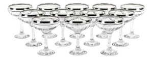 Platinum & Crystal Champagne Coupes - Set of 12