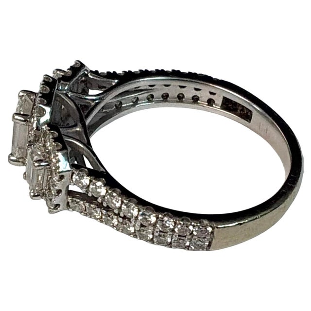 Silver 14k White Gold and Diamond Halo Engagement Cocktail Ring For Sale - Image 8 of 16