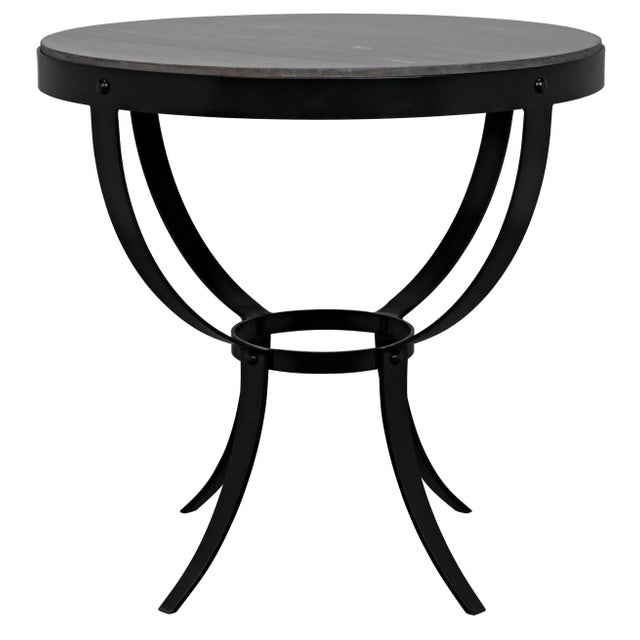 Contemporary NOIR Byron Side Table in Black Metal with Marble For Sale - Image 3 of 7