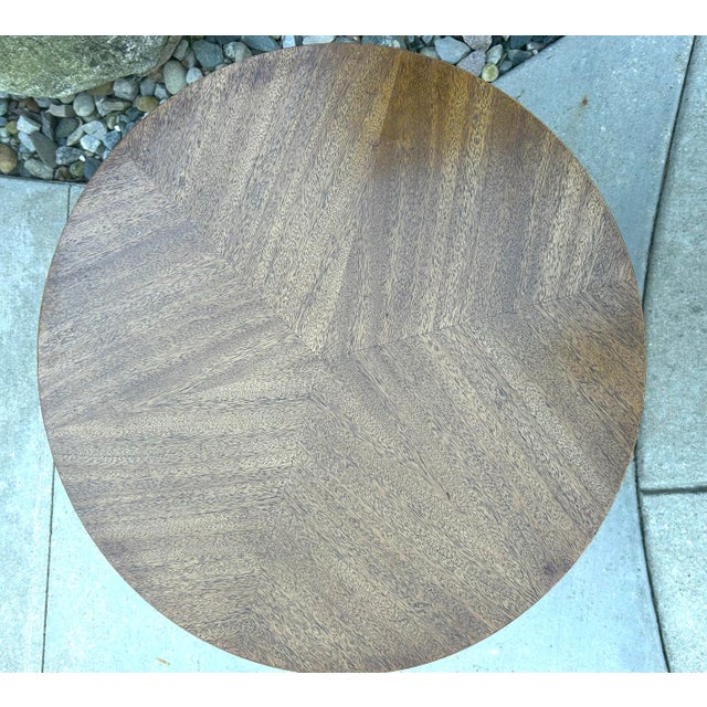 Mid-Century Modern Vintage, Drexel Triune, Round Side Table, With Glass Top, Three Legs, Mahogany, 1970’s For Sale - Image 3 of 10