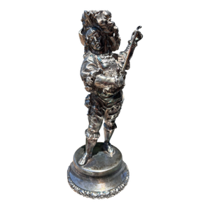 Antique Meriden Silverplate Figural Statue With Sword and Plumed Hat