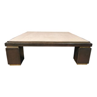 Copper and Travertine Coffee Table from Belgochrom, 1970s For Sale