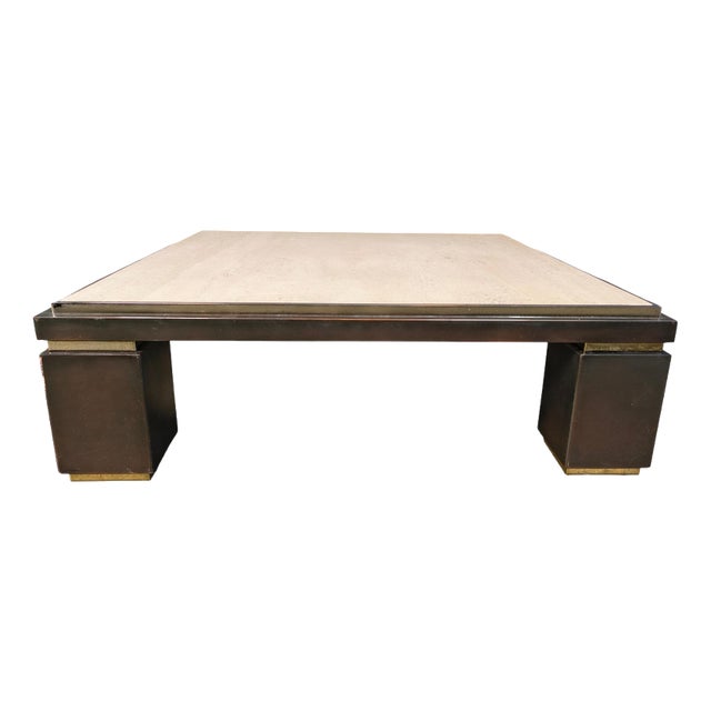 Copper and Travertine Coffee Table from Belgochrom, 1970s For Sale