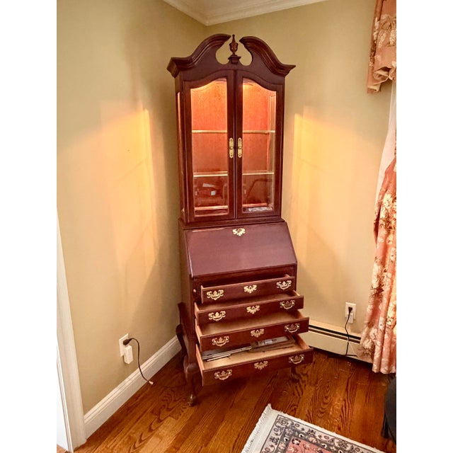 1960s Ethan Allen Georgian Court Cherry Drop-Front Secretary Desk For Sale In New York - Image 6 of 9