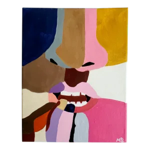 "La Bouche" Contemporary Pink Pop Art Portrait, by Megan Sneider