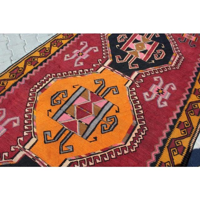 1970' S Oversized Vintage Turkish Anatolian Kilim Rug - 61"x193" For Sale - Image 10 of 13