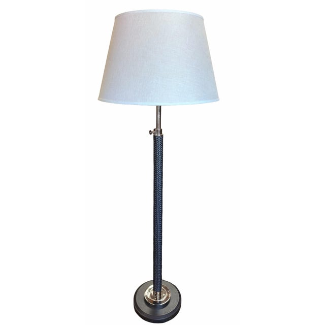 Modern Ralph Lauren Braided Leather and Polished Nickel Floor Lamp For Sale - Image 3 of 5