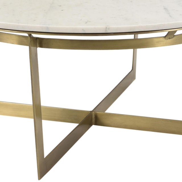 Marble & Brass Round Coffee Table For Sale In Los Angeles - Image 6 of 6