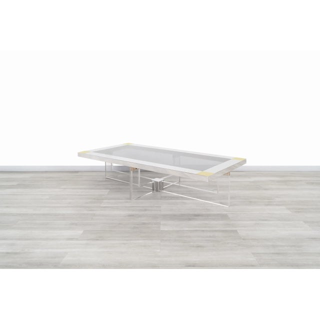 Chrome Monumental Italian Chrome and Lucite Coffee Table by Sandro Petti, 1970s For Sale - Image 8 of 12