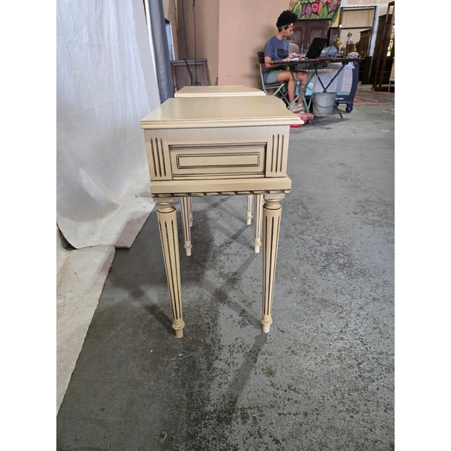 Mid 20th Century Pair of Vintage Louis XVI Style Painted Nightstands For Sale - Image 5 of 12