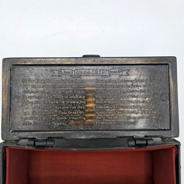 Bronze Iron Art Denmark Bronze Jewelry Box King Valdemar Dannebrog Casket c.1940 For Sale - Image 8 of 10