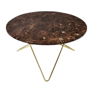 Brown Emperador Marble and Brass O Table by OxDenmarq For Sale
