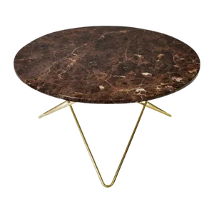Brown Emperador Marble and Brass O Table by OxDenmarq
