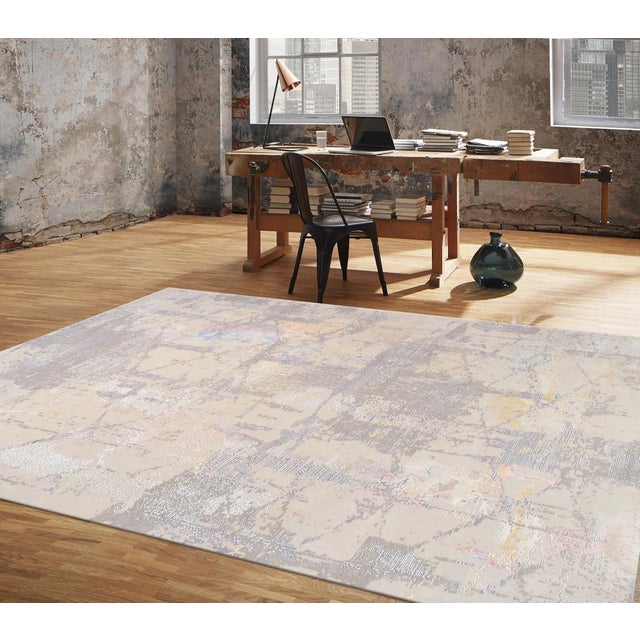 Gray Modern Silk & Wool Beige Area Rug-10' 5" X 14' 3" For Sale - Image 8 of 8