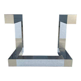 1970s Pace Collection Brass and Chrome Desk Dining Base For Sale