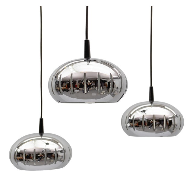 Chrome 3-Light UFO Cascading Lamp, Germany, 1960s For Sale