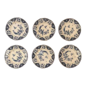 Dinnerware Set of 6 Deep Plates Decor Blue Delft by Gien. France