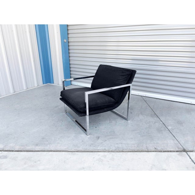 1970s Vintage Chrome Lounge Chairs Styled After Milo Baughman - Set of 2 For Sale - Image 9 of 12