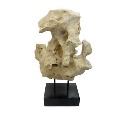 Tribal Indonesian Coral Stone On Teak Stand For Sale - Image 3 of 5