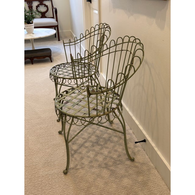 Mid-Century French Wrought Iron Garden Chairs in the Style of Mathieu Matégot - A Pair For Sale - Image 10 of 18