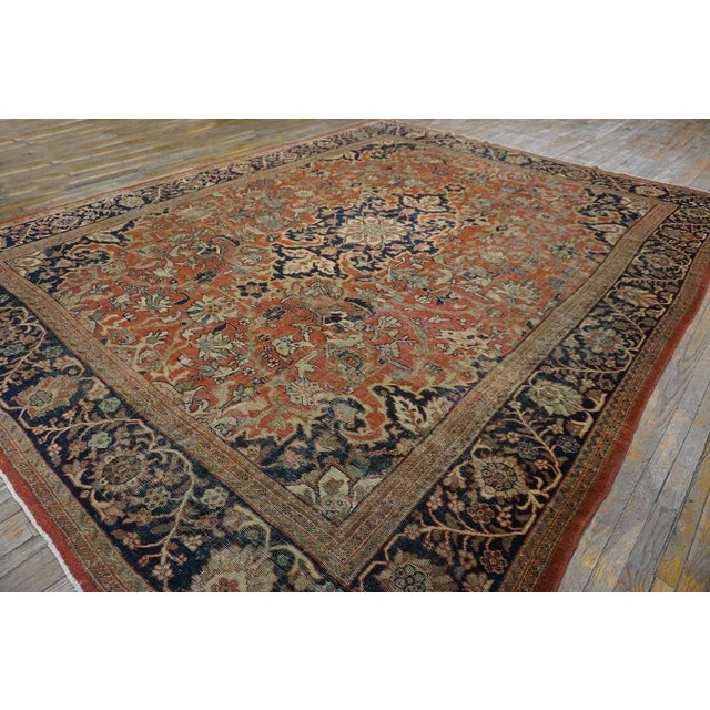 Textile Great Red Rust Color With Medallion Floral Patters Desing Century Persian Sultanabad Rug For Sale - Image 7 of 12