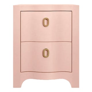 Matthew Izzo Home Helena Pink Textured Linen Two Drawer Side Table For Sale