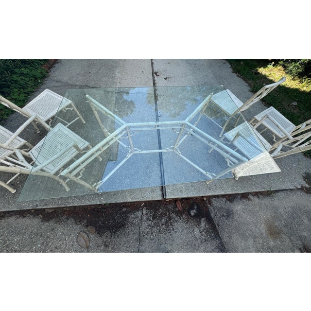Vintage Brown Jordan Faux Bamboo Patio Dining Table and Chairs-Set of 7 For Sale - Image 11 of 12