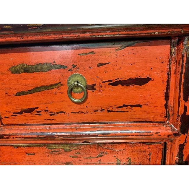 1980s 1980s' Vintage Distressed Red Cabinet For Sale - Image 5 of 6