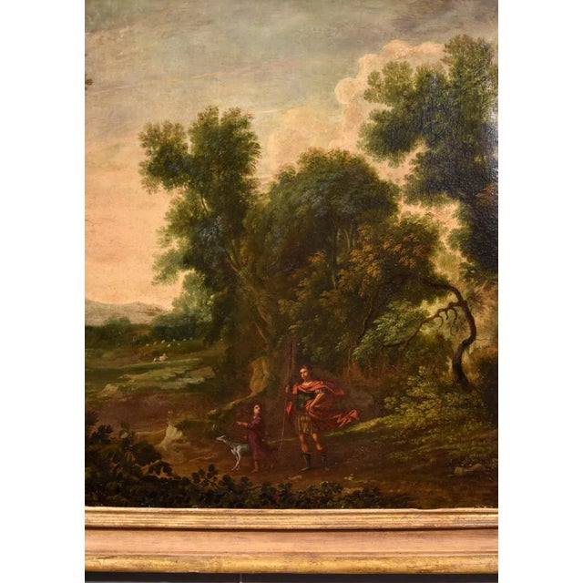 Gaspard Dughet / Gaspard Poussin, Landscape with Archangel Raphael & Tobias, 1660, Oil on Canvas For Sale - Image 11 of 16