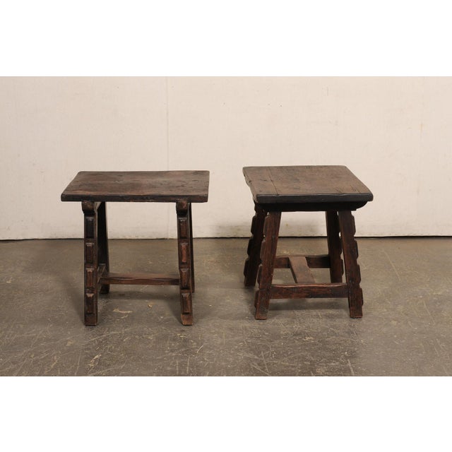 1800s Italian Trestle Leg Wood Side Tables - A Pair For Sale In Atlanta - Image 6 of 11