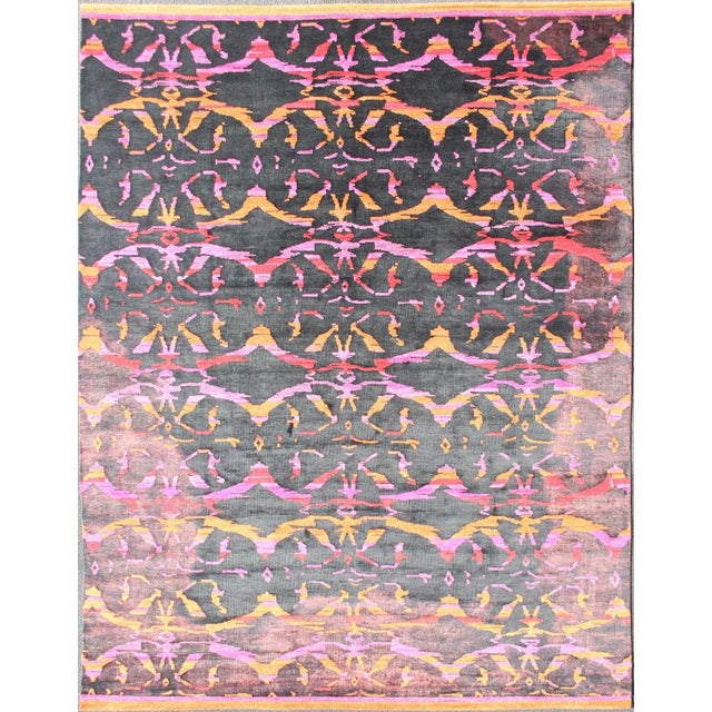 Modern Rug by Keivan Woven Arts in Wool With Silk and Abstract Design For Sale - Image 13 of 13
