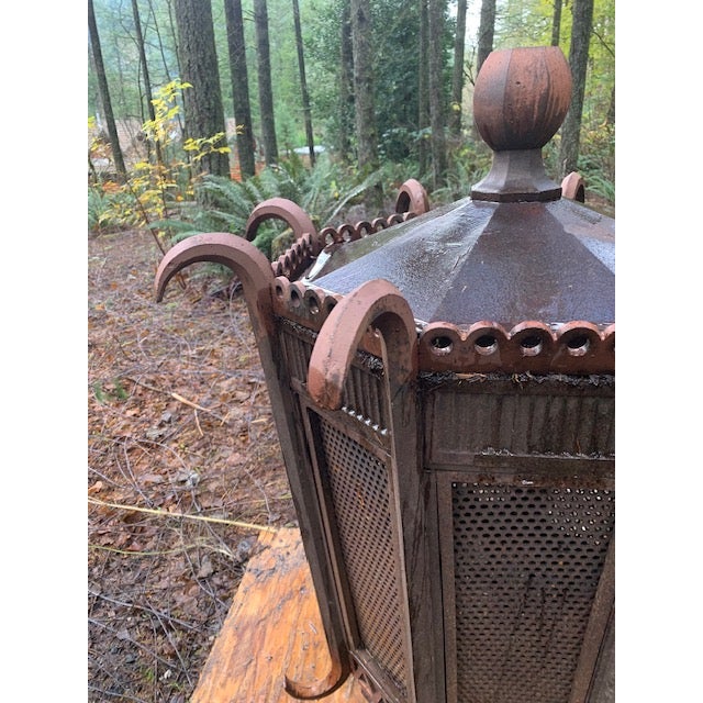 Gothic Massive Vintage Wrought Iron Architectural Lantern – Estate Courtyard / Outdoor Garden Light For Sale - Image 3 of 6