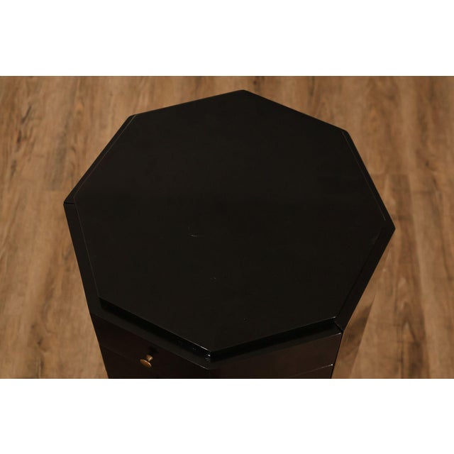 Late 20th Century Maitland Smith Black Lacquered Octagonal Jewelry or Lingerie Chest Chest For Sale - Image 5 of 18