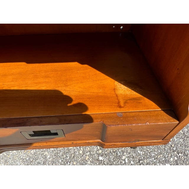 John Widdicomb Widdicomb Campaign Style Solid Cherry Brass Pulls Night Stands Tables For Sale - Image 4 of 9