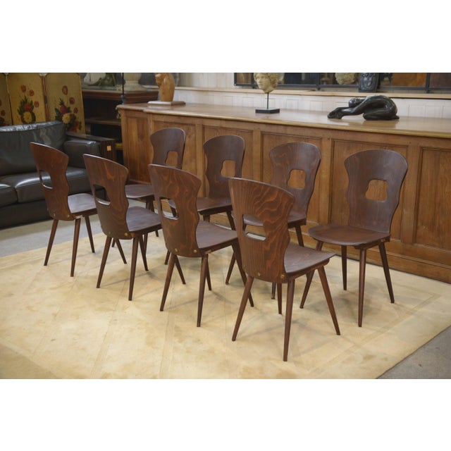 Brown Baumann Gentiane Model Chairs by Henri Julien, 1960s, Set of 8 For Sale - Image 8 of 15