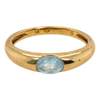 H. Stern 18k Yellow Gold Faceted Aquamarine Stacking Ring, Post-1980 For Sale